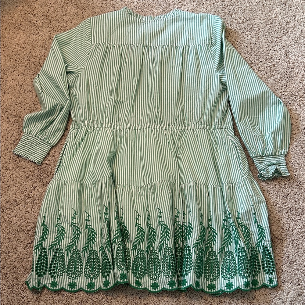 Lands' End Green Striped Dress with Floral Hem - Picture 6 of 12